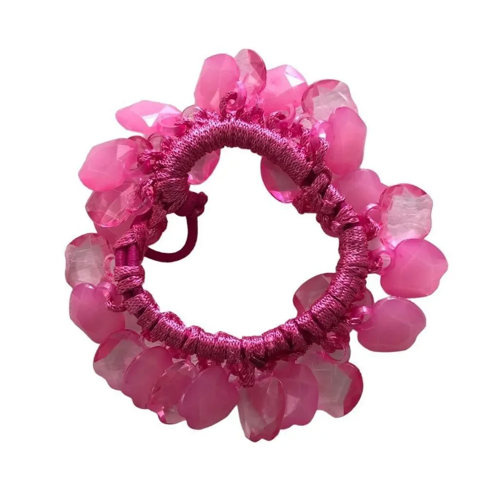2 Scrunchies: Pink Apples and Yellow Balls that click against each other when in